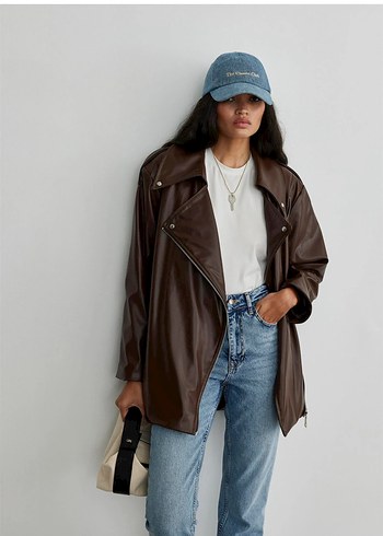 Suud Kemerli Kahverengi Deri Kadın Ceket - Görsel 3