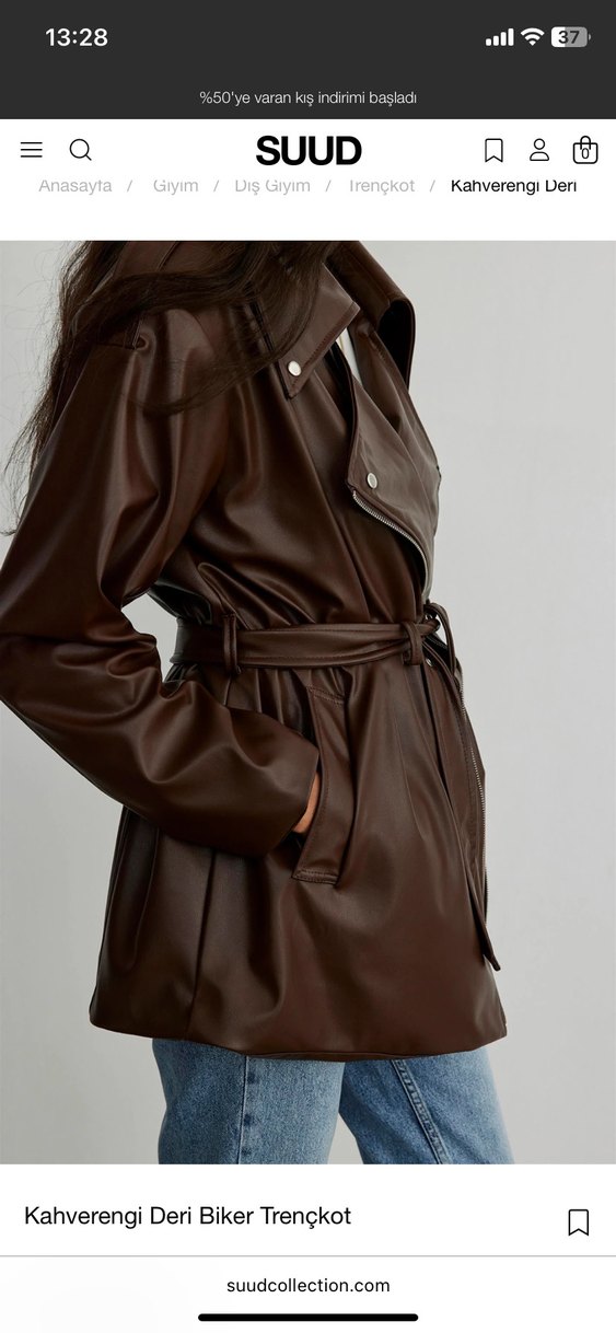 Suud Kemerli Kahverengi Deri Kadın Ceket - Görsel 5