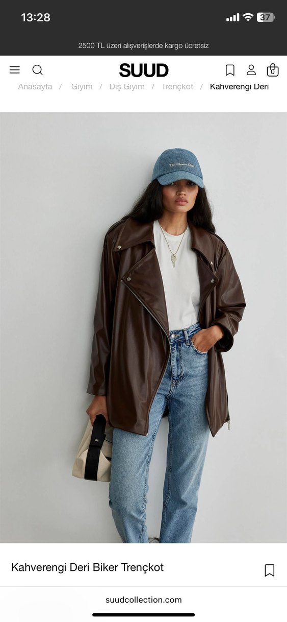 Suud Kemerli Kahverengi Deri Kadın Ceket - Görsel 3