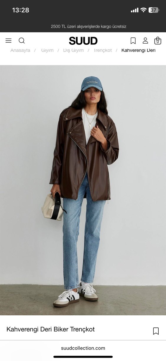 Suud Kemerli Kahverengi Deri Kadın Ceket - Görsel 2
