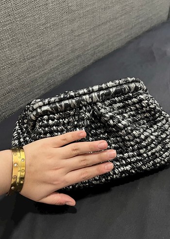 Gri Örgü Kadın Portföy Çanta - Görsel 4