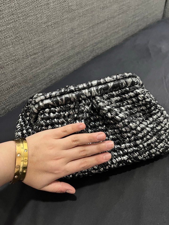 Gri Örgü Kadın Portföy Çanta - Görsel 4