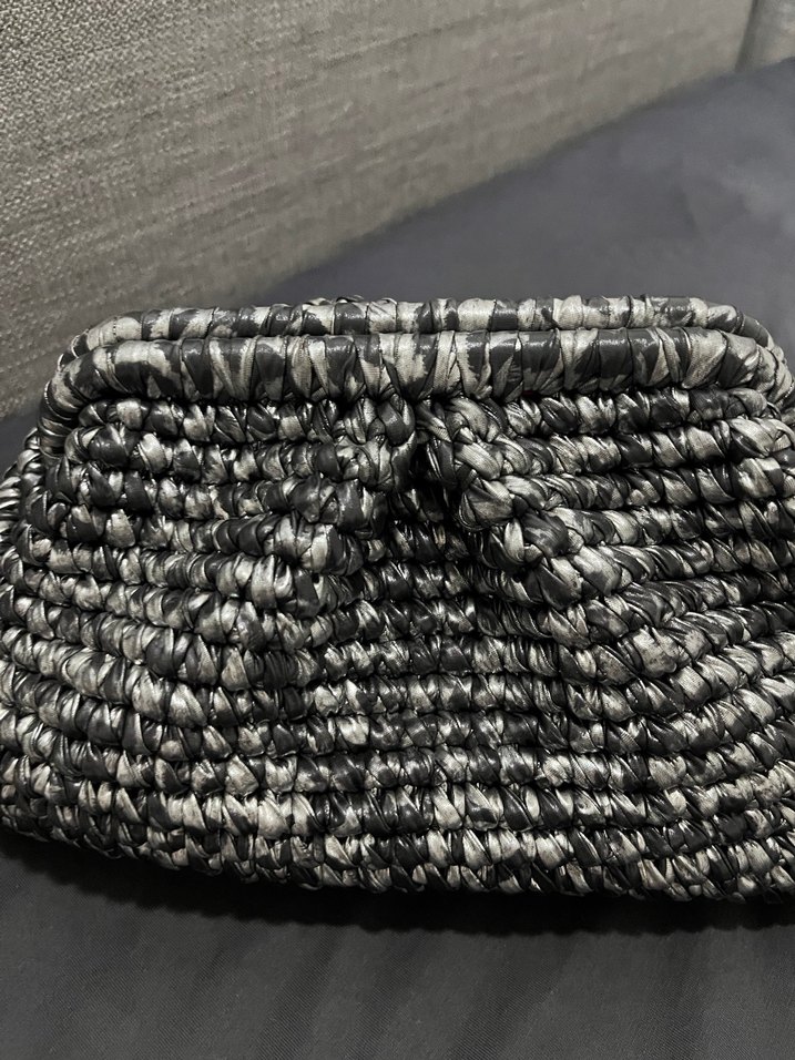 Gri Örgü Kadın Portföy Çanta - Görsel 2