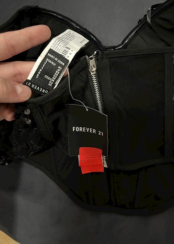 Forever21 Nakışlı Siyah Gotik Straplez Büstiyer - Görsel 4