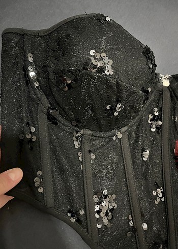 Forever21 Nakışlı Siyah Gotik Straplez Büstiyer - Görsel 2