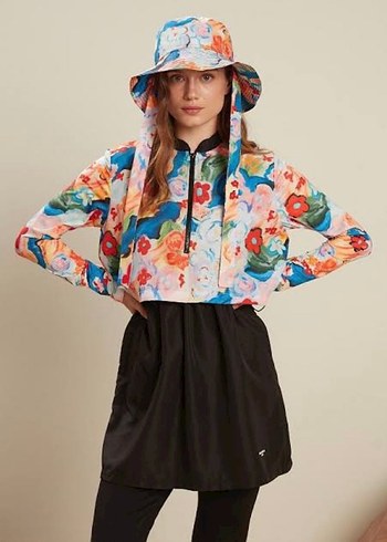 Manuka tesettür mayomKadın Çok Renkli Bağlama Desenli Uzun Kollu - Görsel 4