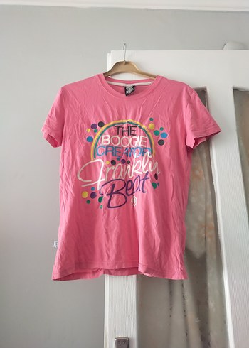 Pembe Payetli Baskılı Tişört