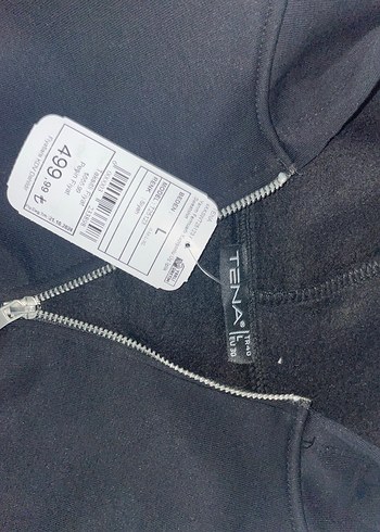 Ten Siyah Kapüşonlu Fermuarlı Sweatshirt