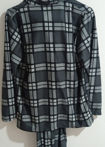 Gri Kareli Kadın Düğmeli Pijama Takımı - Görsel 3