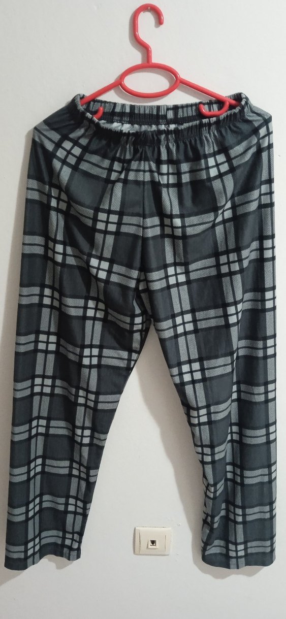 Gri Kareli Kadın Düğmeli Pijama Takımı - Görsel 4