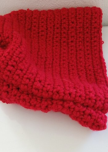 Kırmızı Örgü Kadın Bere - Görsel 5