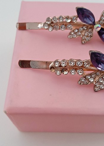 Mor Taşlı Sacha marka Parlak Saç Tokası Çifti - Görsel 3