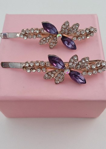 Mor Taşlı Sacha marka Parlak Saç Tokası Çifti - Görsel 2