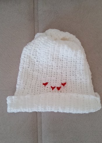 Beyaz Örgü Kadın Bere - Görsel 4