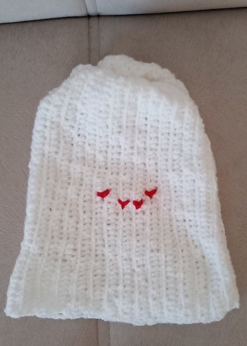 Beyaz Örgü Kadın Bere - Görsel 3