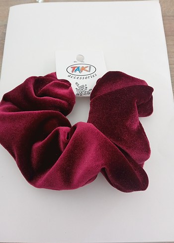 Bordo Kadife Lastikli Saç Tokası - Görsel 2