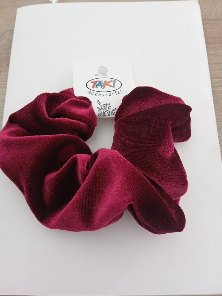 Bordo Kadife Lastikli Saç Tokası - Görsel 2
