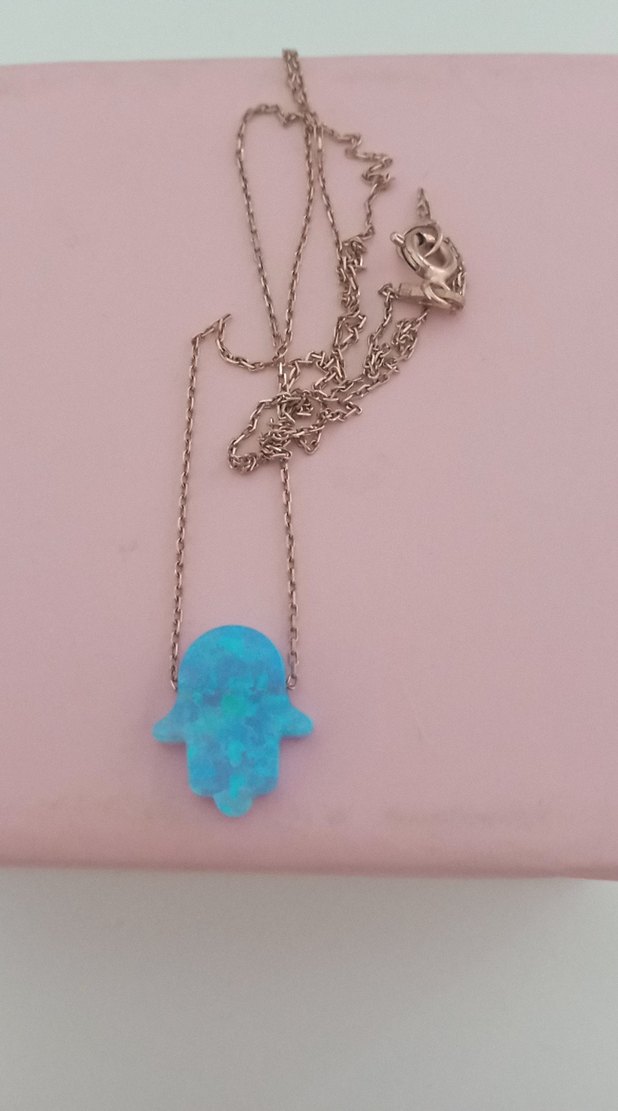 925 ayar Gümüş El kolye - Görsel 3