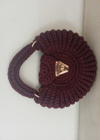 Bordo Örgü Kadın Çanta - Görsel 2