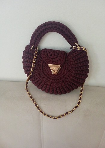 Bordo Örgü Kadın Çanta - Görsel 4