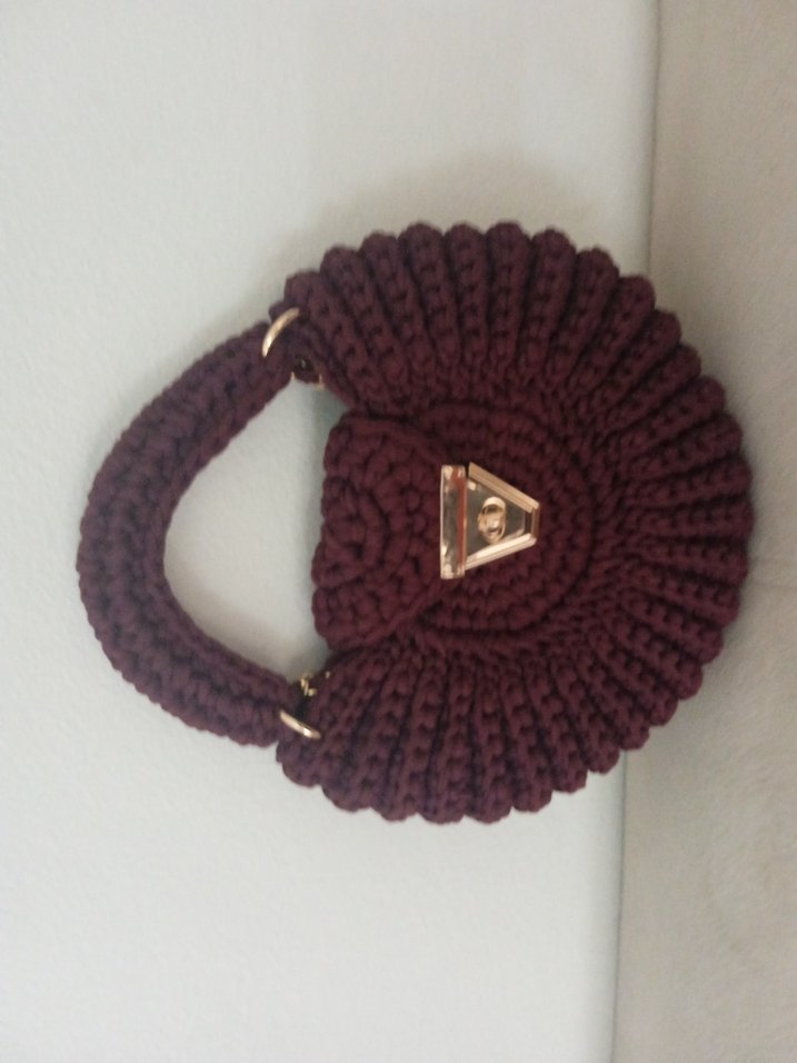 Bordo Örgü Kadın Çanta - Görsel 2