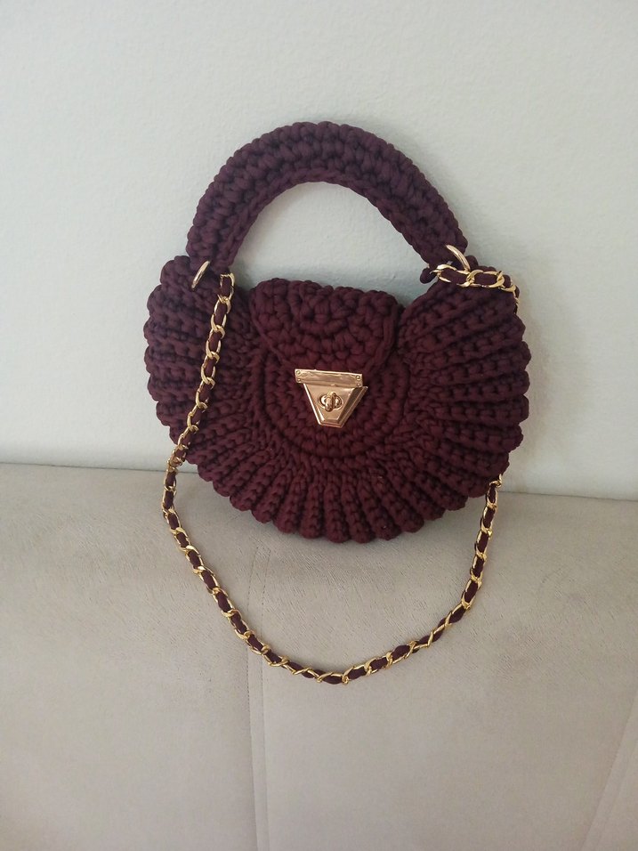 Bordo Örgü Kadın Çanta - Görsel 4