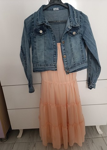 Diğer Düğmeli, Salaş Kesim Pembe Denim Ceket
