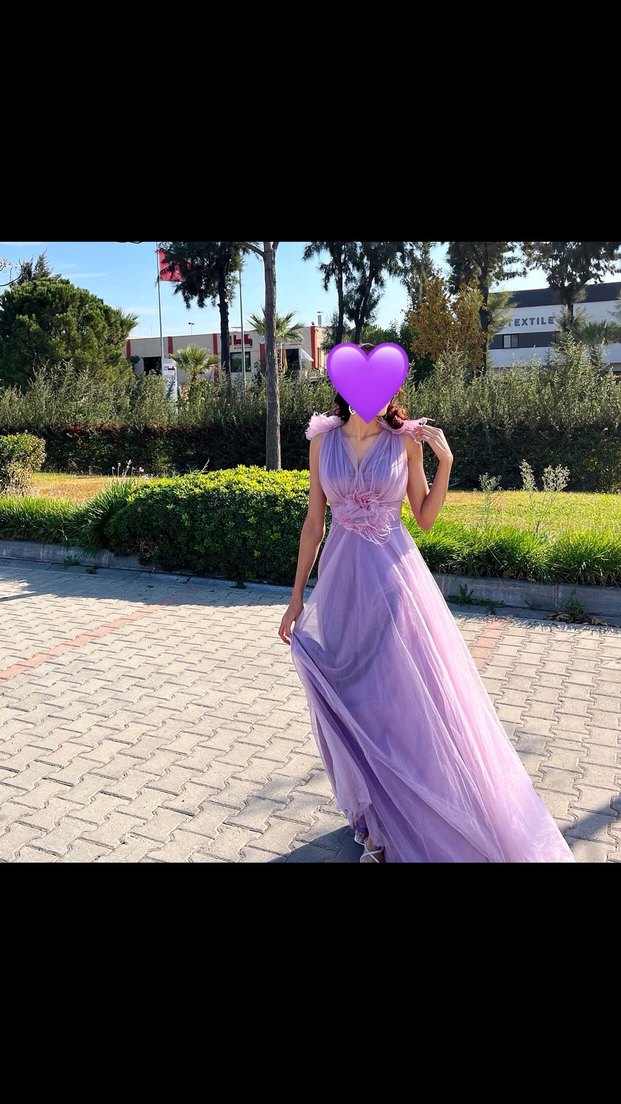 Mor Drapeli Straplez Uzun Abiye Elbise - Görsel 2