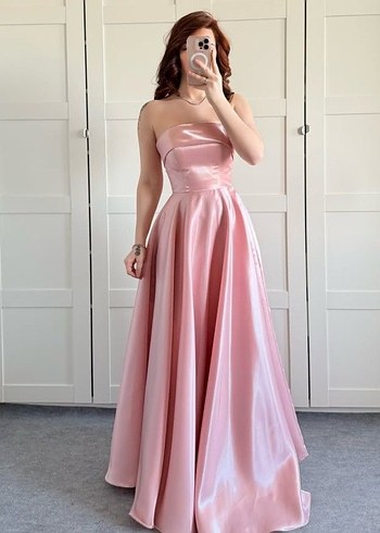 Pembe Midi Strappy Yaka Elbise