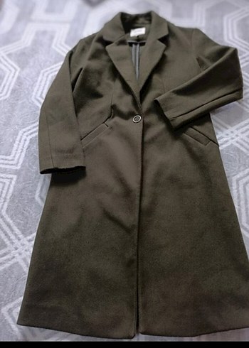 Tek Düğmeli Haki Uzun Kaban