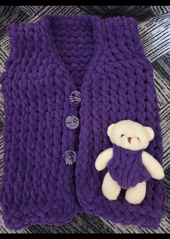 Mor Örgü Kız Çocuk Süveter - Görsel 2