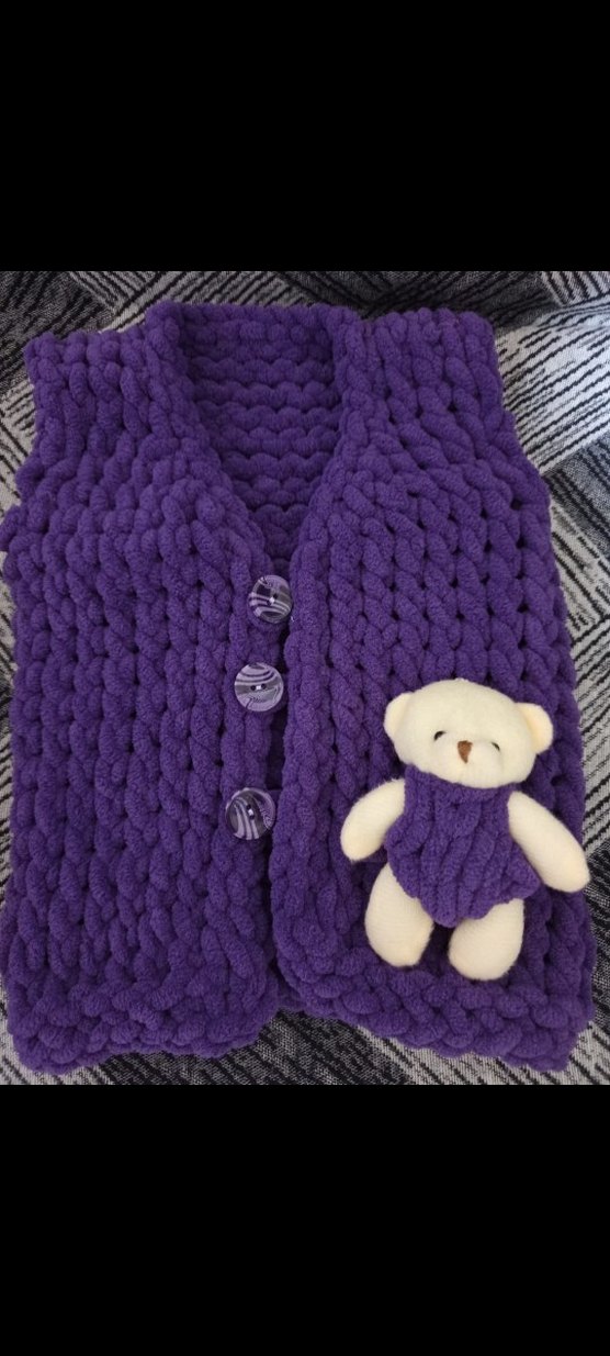 Mor Örgü Kız Çocuk Süveter - Görsel 2