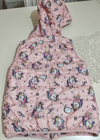 Kız Çocuk Kapüşonlu Desenli Pembe Yelek - Görsel 3