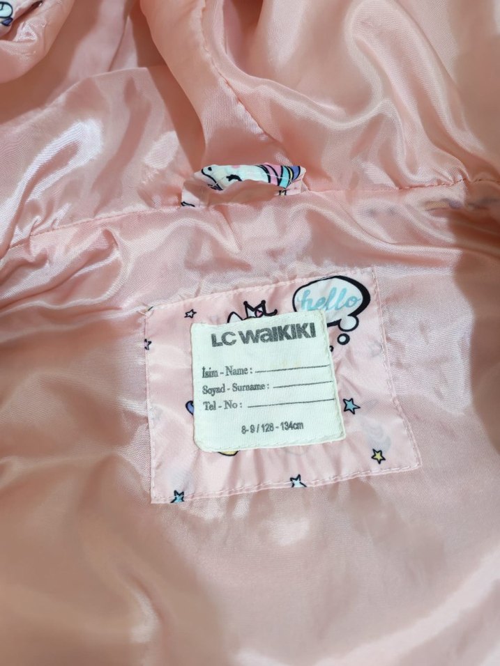 Kız Çocuk Kapüşonlu Desenli Pembe Yelek - Görsel 2