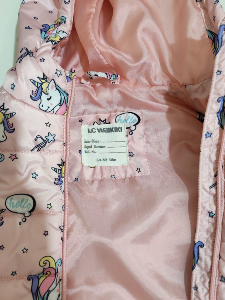 Kız Çocuk Kapüşonlu Desenli Pembe Yelek - Görsel 5