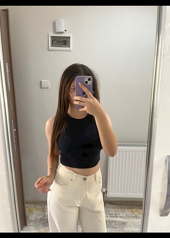 Siyah Crop Top Kadın Atlet