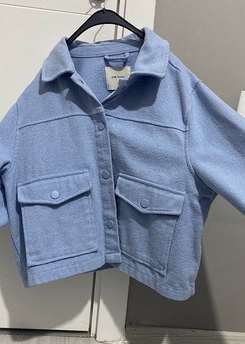 Düğmeli Mavi Midi Denim Ceket