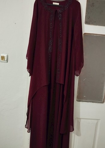 Diğer Bordo Nakışlı Uzun Kollu Kadın Elbise