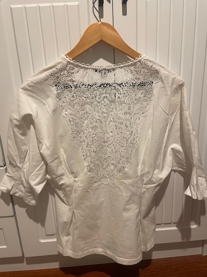 Bohem V Yakalı Keten Kadın Bluz - Görsel 2