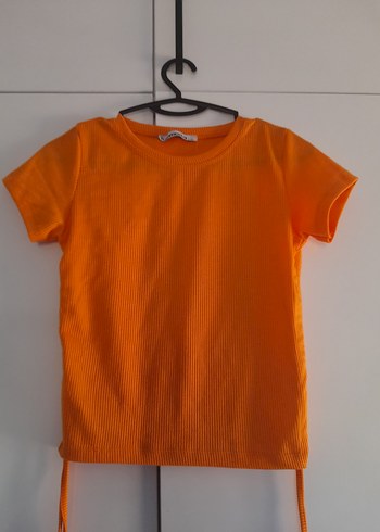 Diğer Turuncu Keten crop Tişört