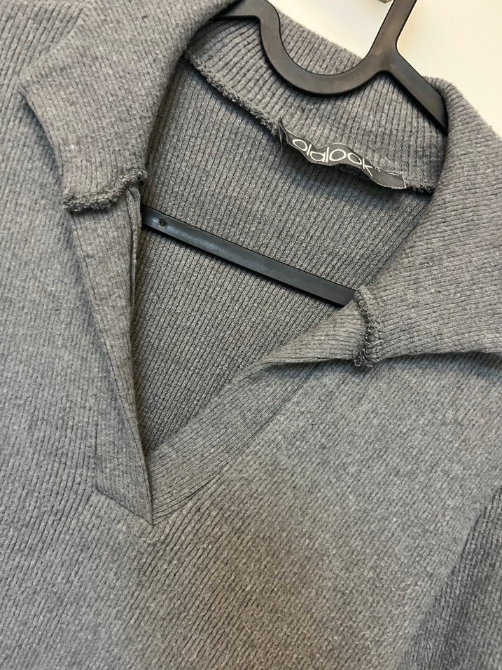 Gri Uzun Kollu Triko Elbise - Görsel 3