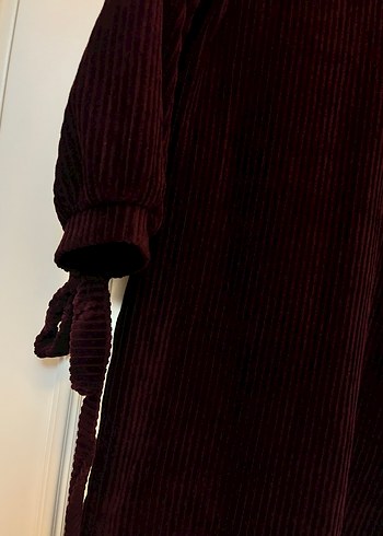 Bordo Kadın Süet Triko Elbise - Görsel 4