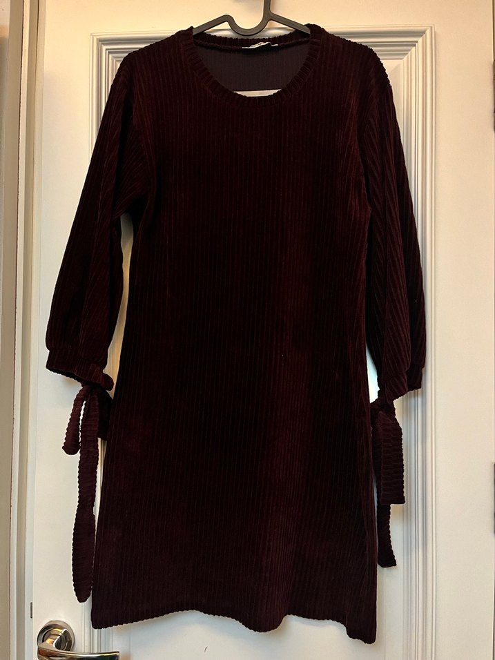 Bordo Kadın Süet Triko Elbise - Görsel 2