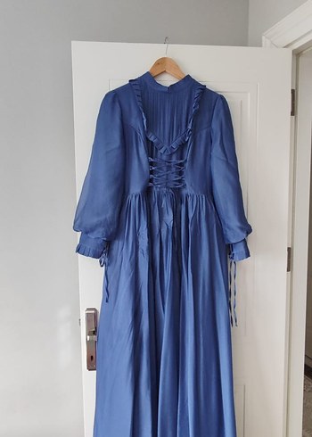 Navy Vintage Bohem Uzun Elbise