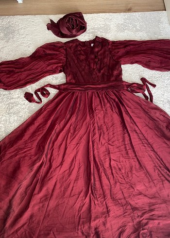 Tesettür bordo abiye