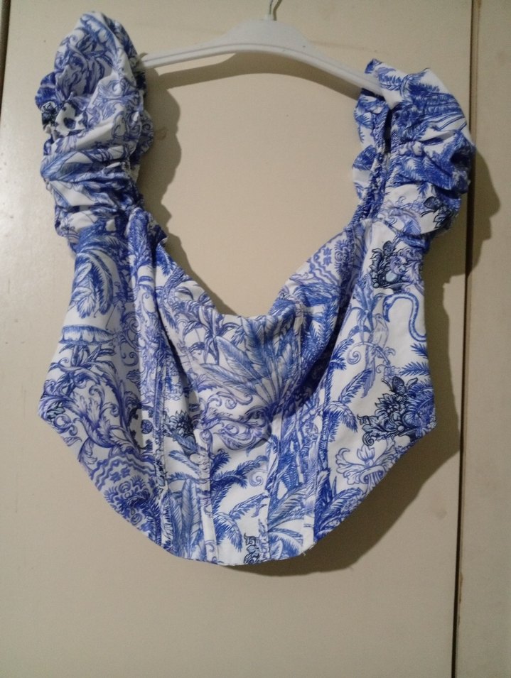 Mavi Desenli Dantelli Kısa Bohem Büstiyer crop mavi - Görsel 5