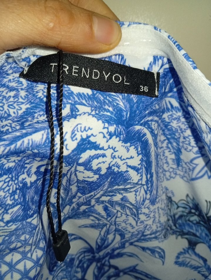 Mavi Desenli Dantelli Kısa Bohem Büstiyer crop mavi - Görsel 4