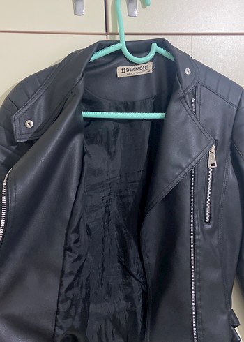 m Beden Siyah Kadın Deri Biker Ceket