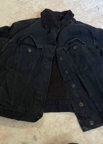 Düğmeli Siyah Kadın Denim Ceket