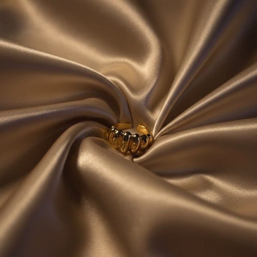 Parlak Pileli Altın Kadın Yüzük - Görsel 2